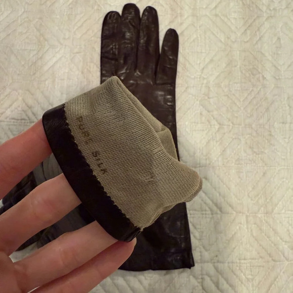 NEW Chocolate Brown Leather Gloves, S-M - Picture 5 of 5